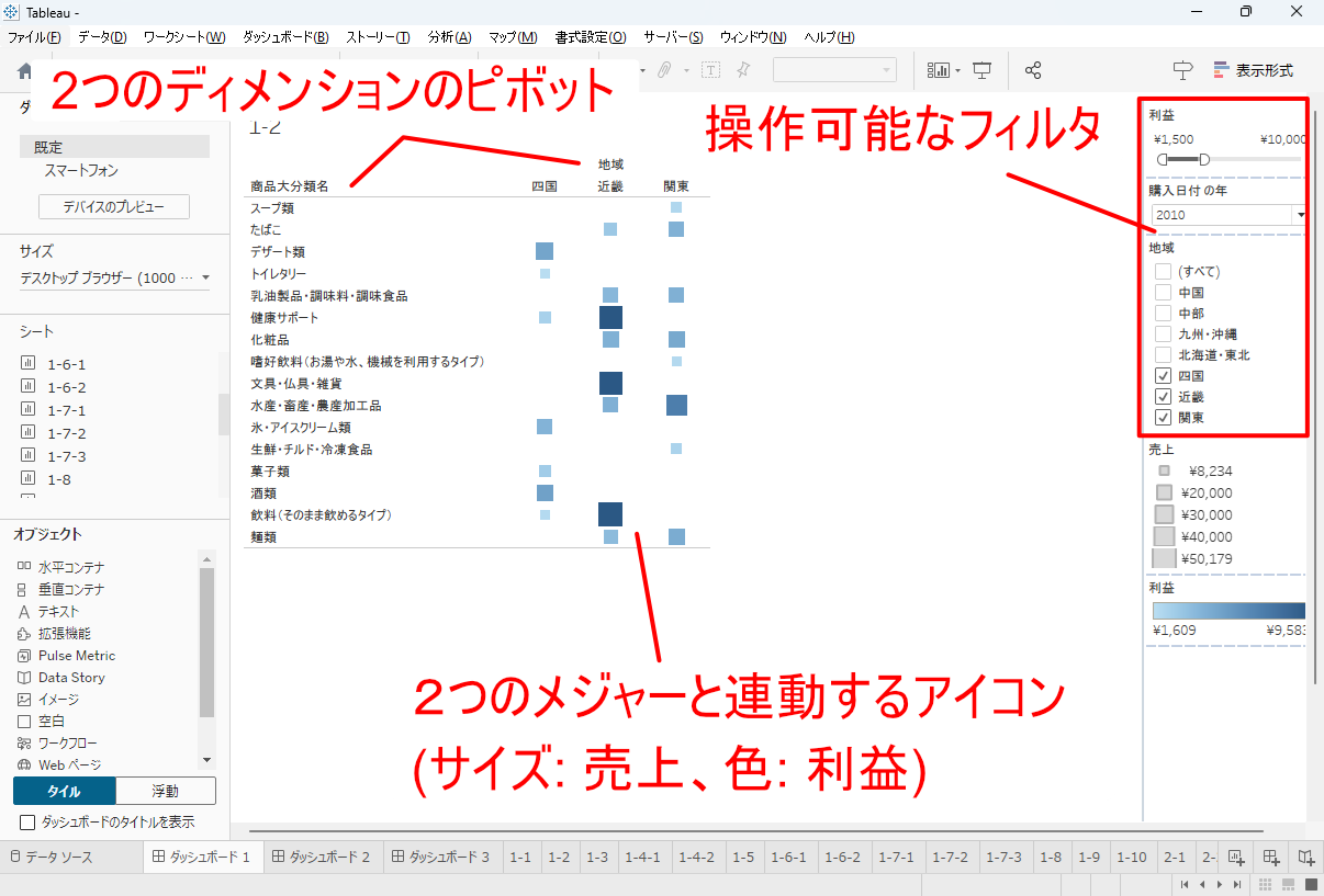 フィルタ機能Tableau